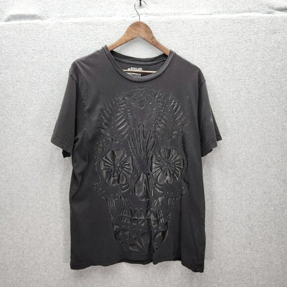 Old Navy Black Cutout Skull Graphic T-Shirt Mens XL 100% Cotton Crew Neck - Picture 1 of 6